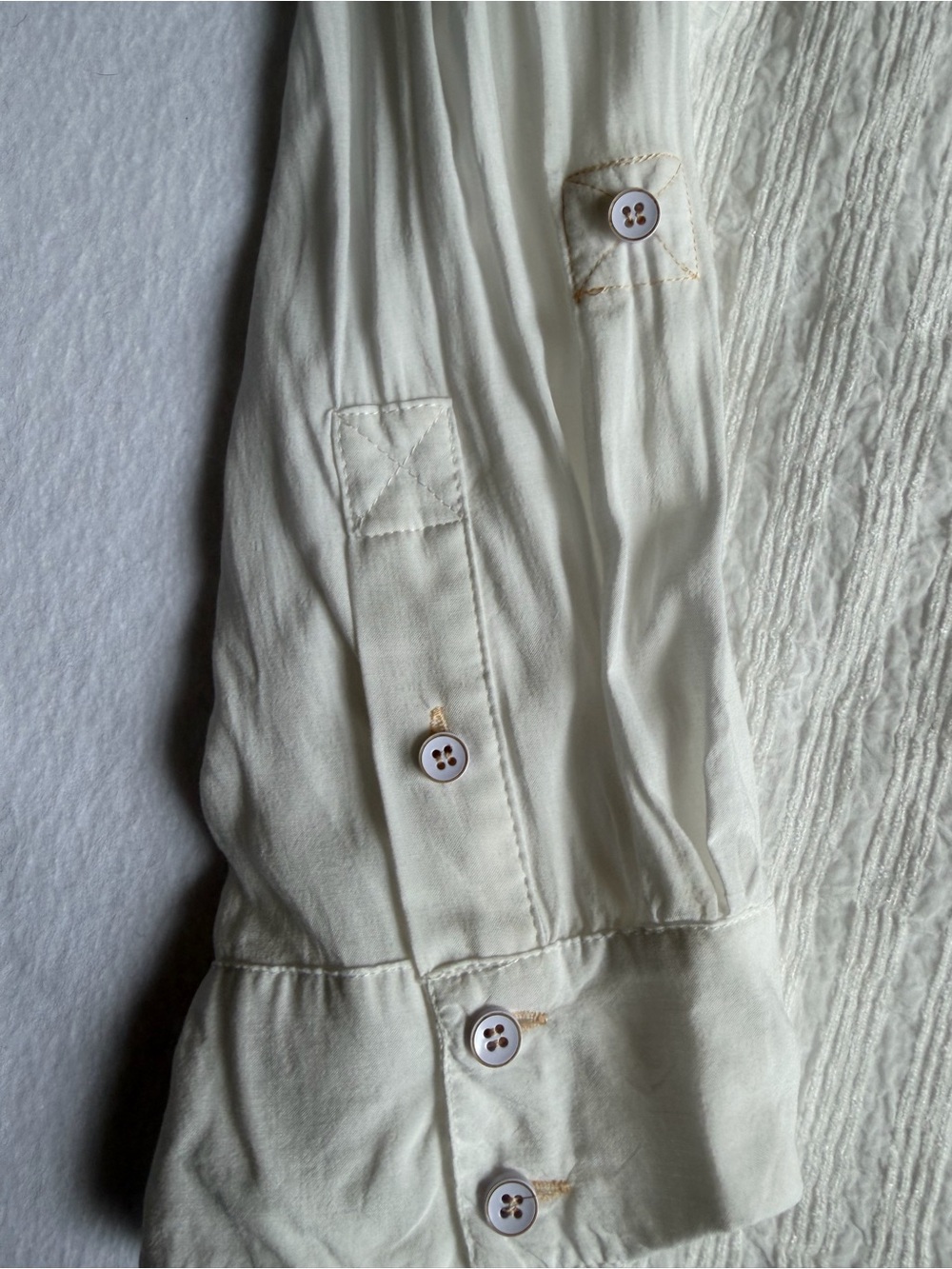 Anthropologie Cream Textured Tunic Button Down Blouse Medium Boho - Picture 5 of 15